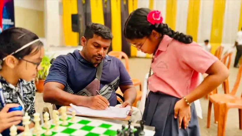 Badruddeen playing chess