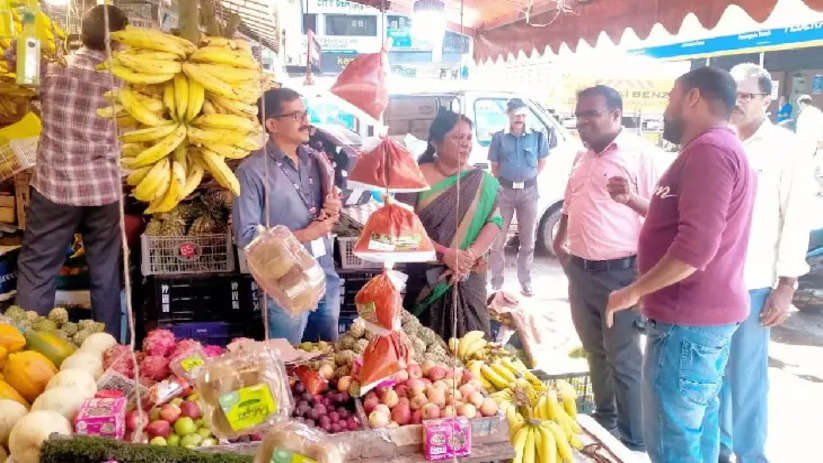 Officials conducting inspection at Kasaragod market