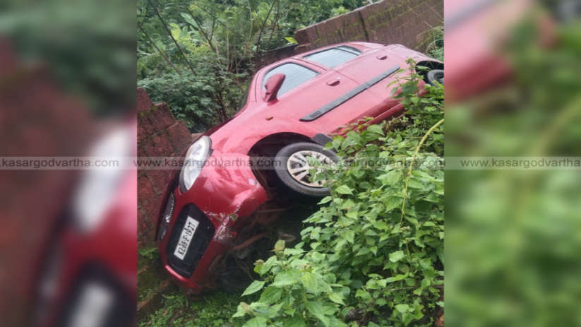 Car went out of control and fell into ditch;Youth and toddler escaped