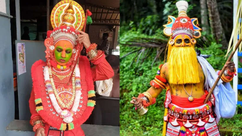 Onappottan, a traditional folk art form of Kerala, A traditional Onappottan performer in Kerala, dressed in colorful attire