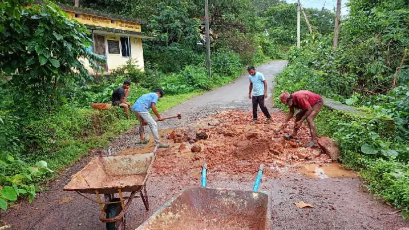 villagers repair neglected road in paivalike