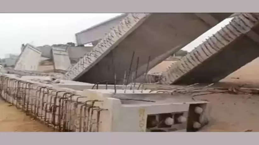 Girders of under-construction bridge collapse in Telangana's Peddapalli due to gales and wind, Hyderabad News, Girders, Construction, Bridge, Collapse