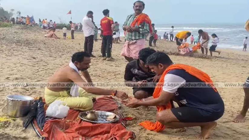 Devotees gathered at Uppala beach for a religious festival