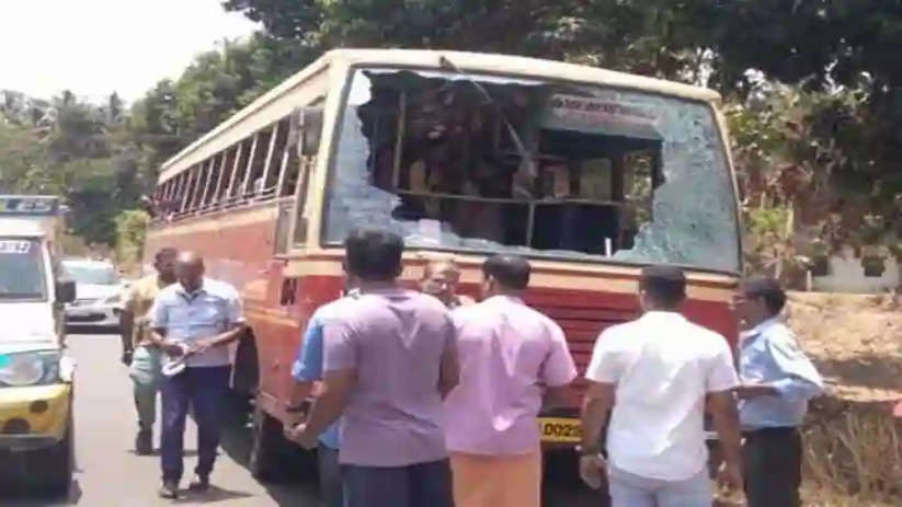 Kerala State Corporation bus glass shatters into pieces; 3 injured