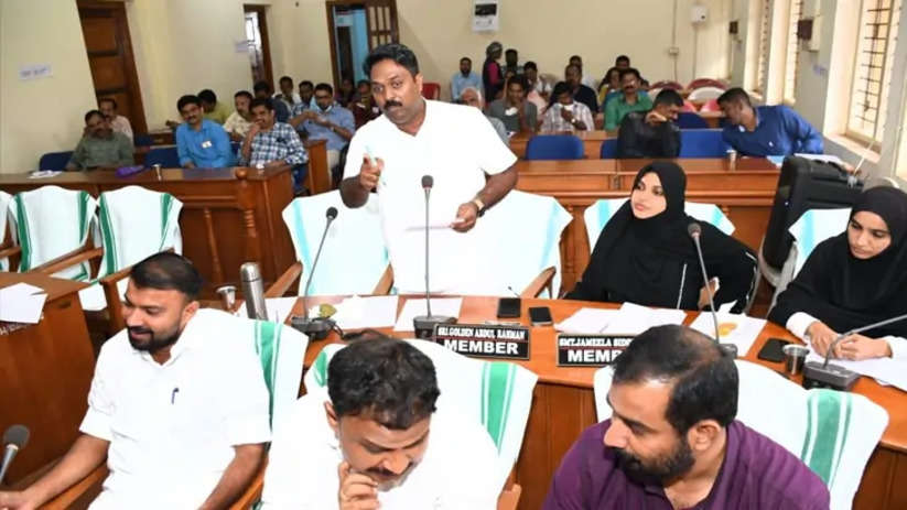 A heated debate during a district panchayat meeting