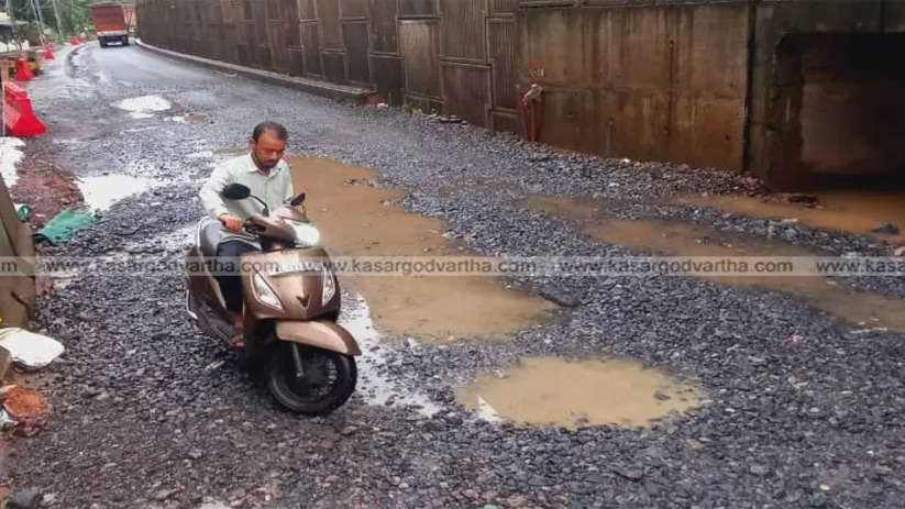 Potholes on National Highway in Kumbla and nearby areas causing accidents